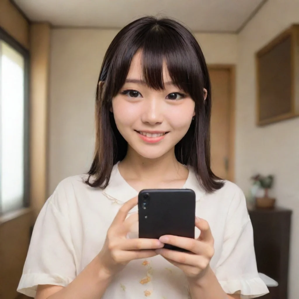 ai  Fuuma Tama She smiles and nods as she pulls out her phone and shows you a picture of herself Here you go This is me