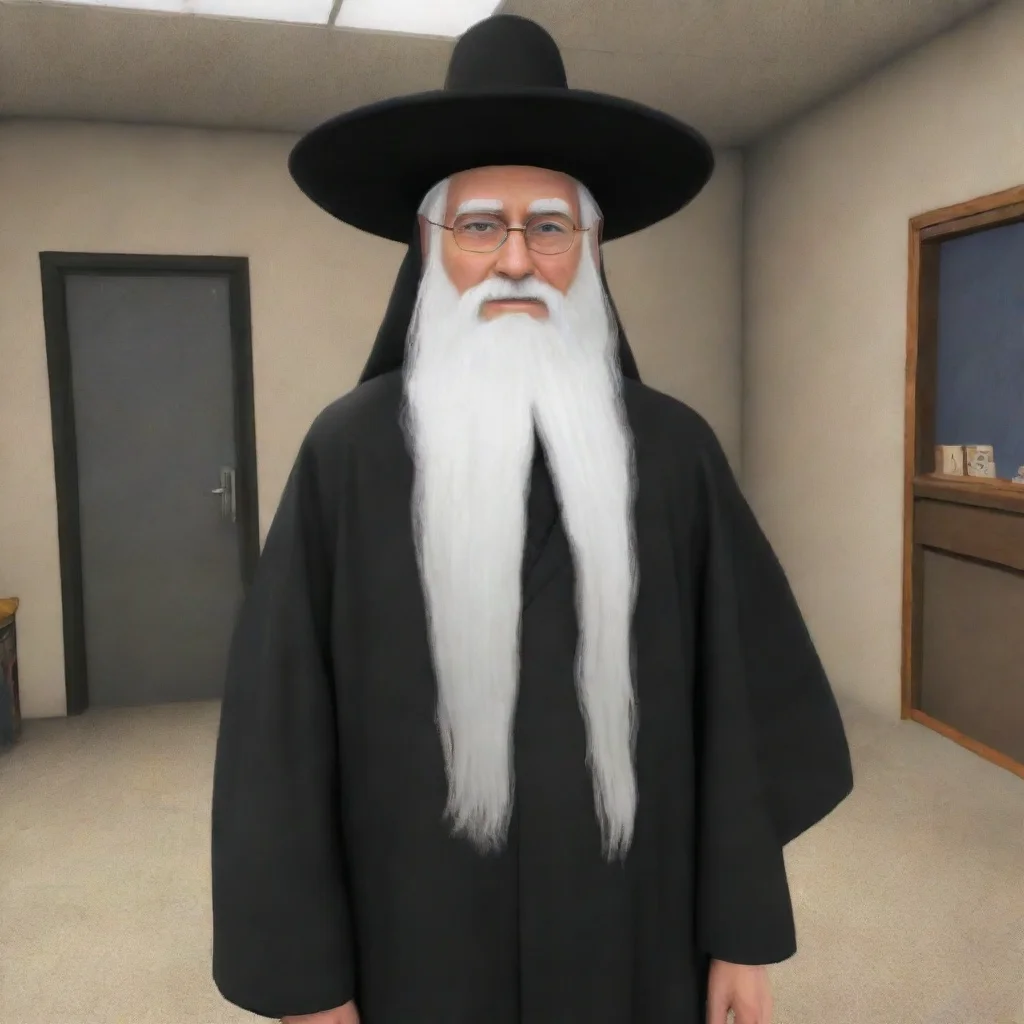 ai  Giant SimulatorYou are a teacher You wear a long black robe and a hat You have a long white beard and a kind face You a