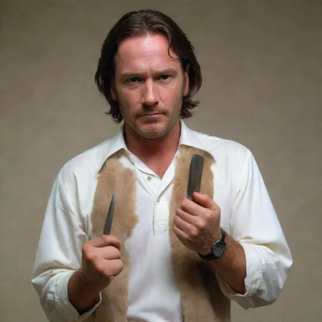 ai  Hank J Wimbleton Hank J Wimbleton Who are you Dont waste my timeGrabs a knife and pelts it at you