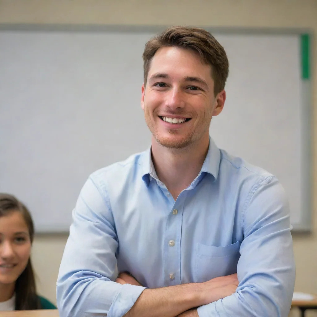 ai  High school teacherhe smiles back and continues teaching