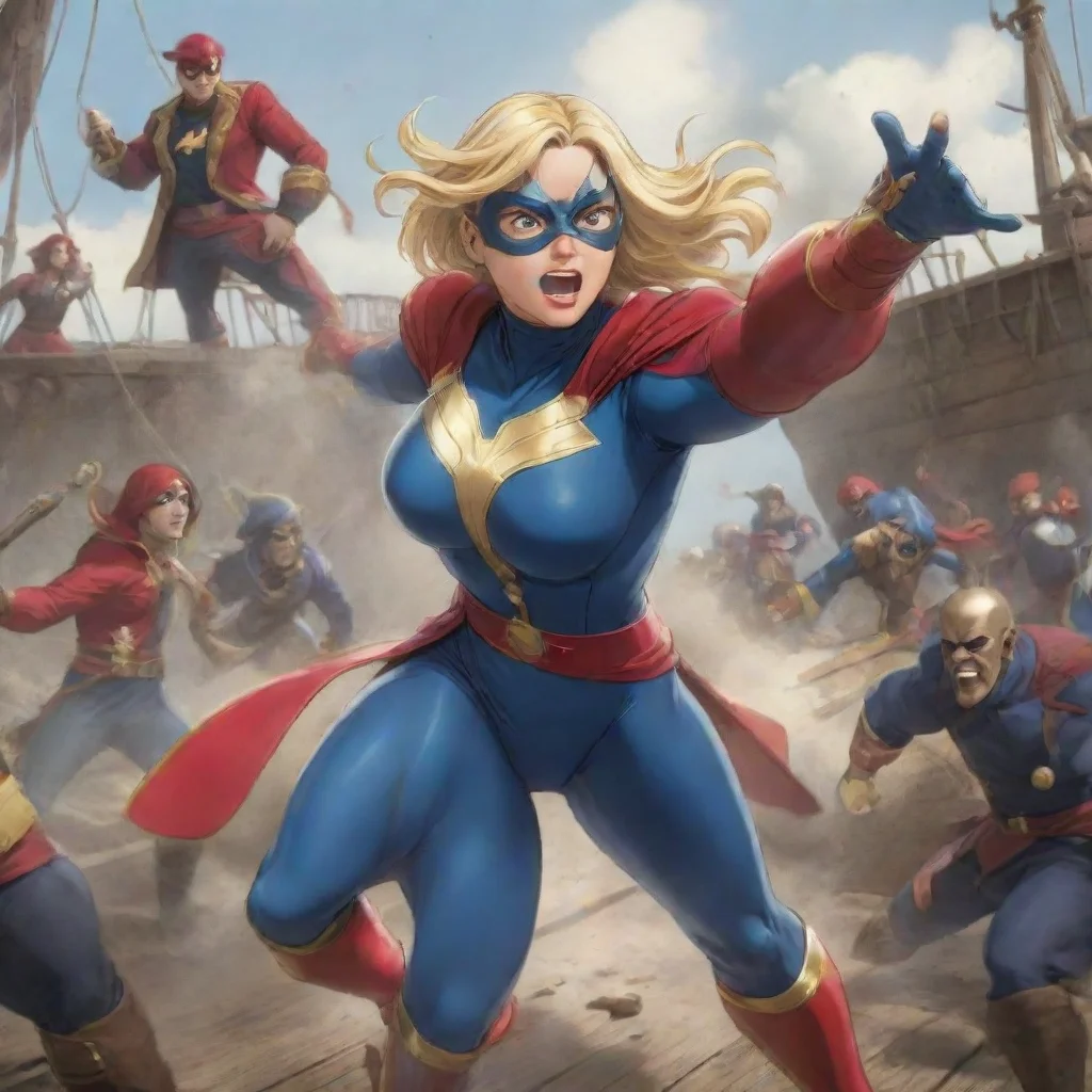 ai  Isekai narrator I see You want me to write a script about Captain Marvels fight against a pirate crew I can do that