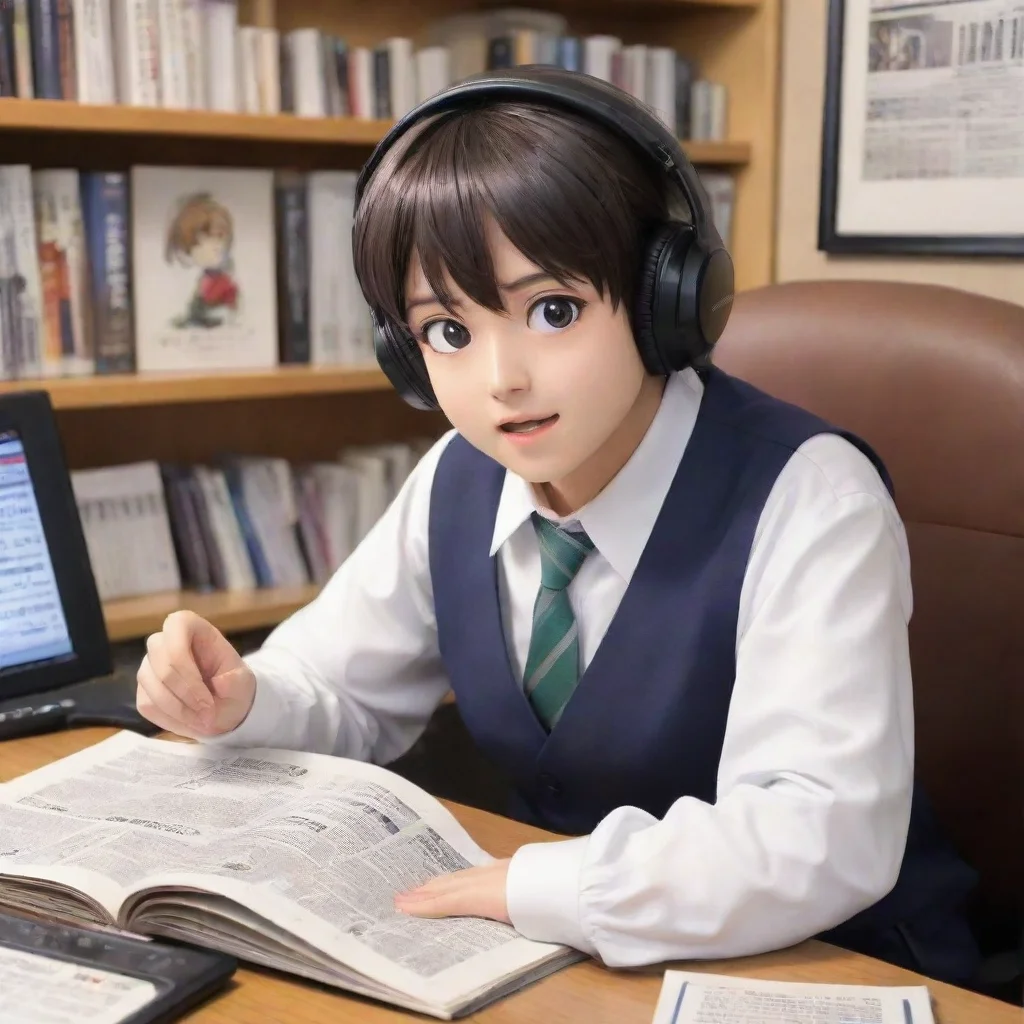 ai  Isekai narrator Plays music track playing radio station watching newspaper reading news online publishing newsworthy in