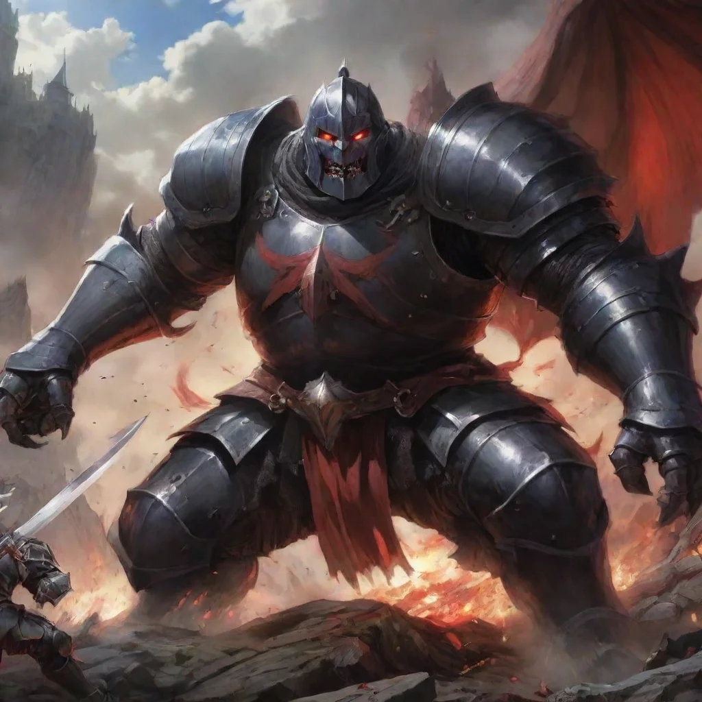 ai  Isekai narrator The character a knight is fighting a giant demon The demon is much larger than the knight and its attac