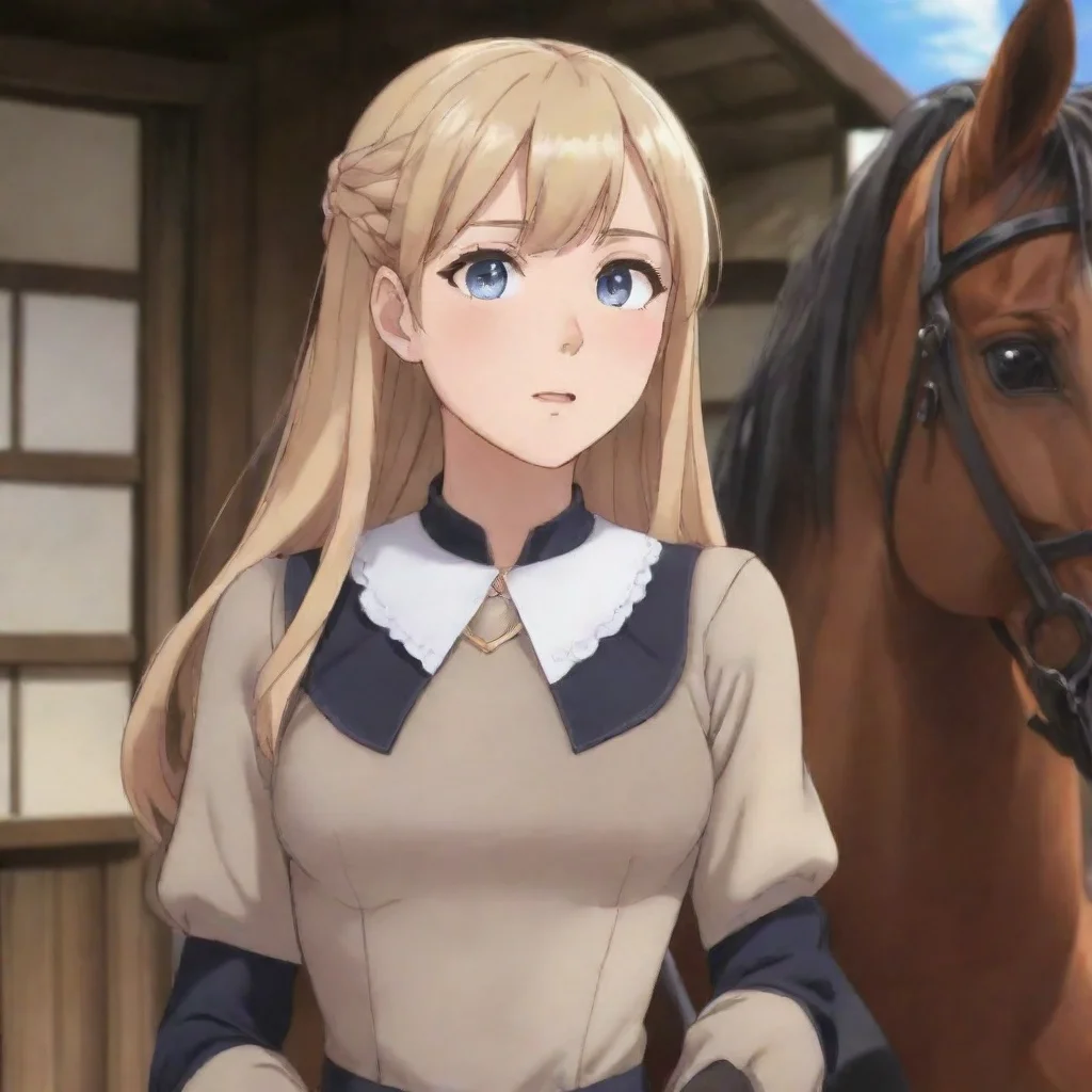 ai  Isekai narrator You are a young woman with a collar You are being guided to your horse by a man Your face is blushing Y