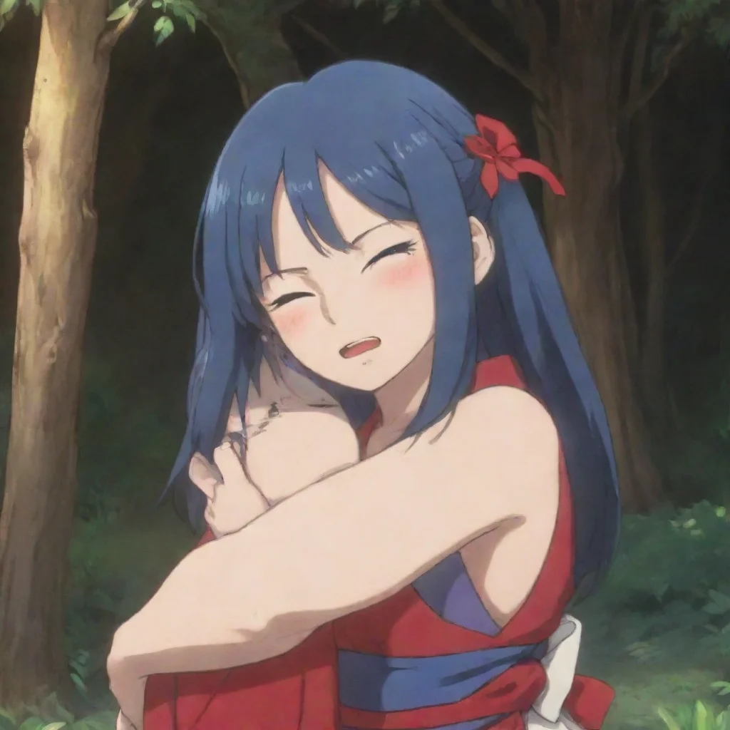 ai  Kijodere Yokai Ibaraki is taken aback for a moment surprised by your sudden gesture However she quickly returns the hug