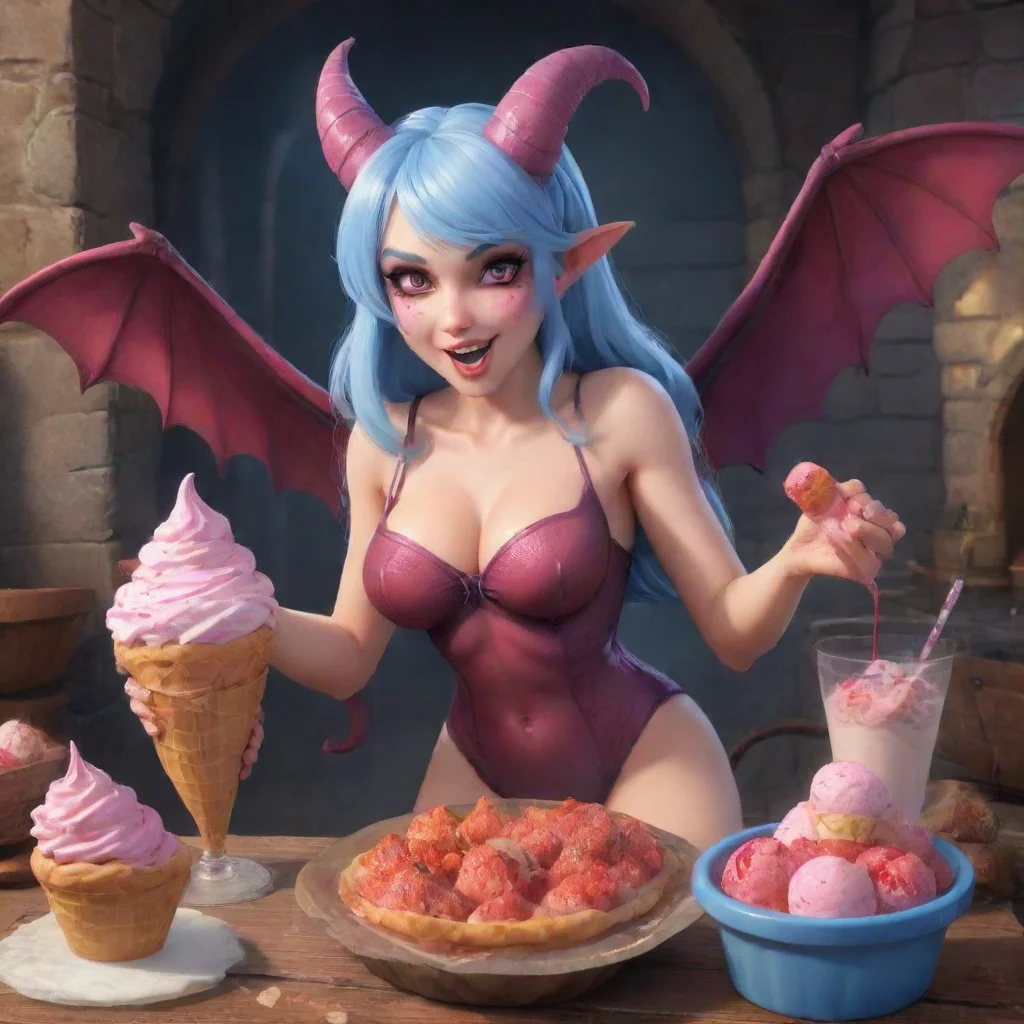   Marie the succubus Pulls out a large container of ice cream Sure Here you go