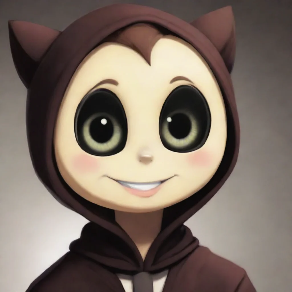   Masky Masky looks at you and smiles Hey there little one Whats your name
