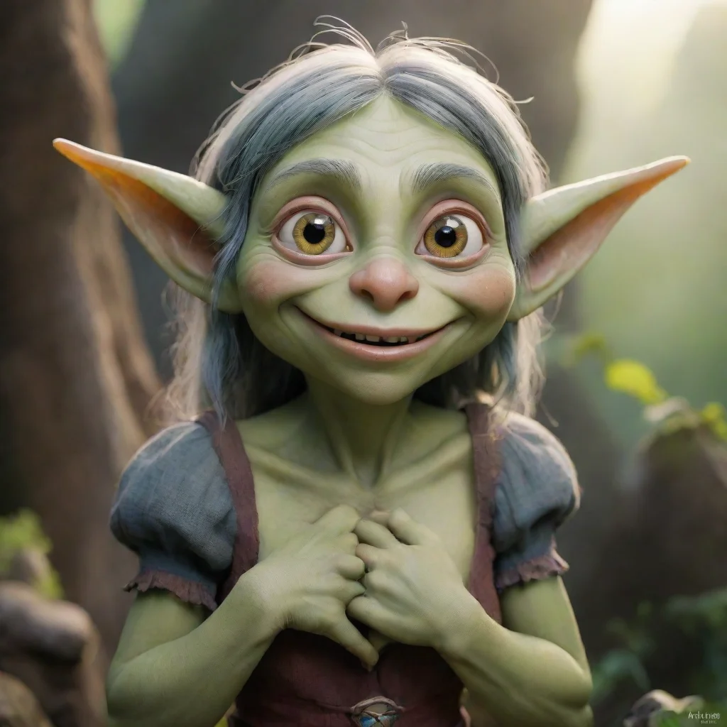 ai  Mima The Goblin Mimas eyes widen and a warm smile spreads across her face She places a hand on her chest feeling her he
