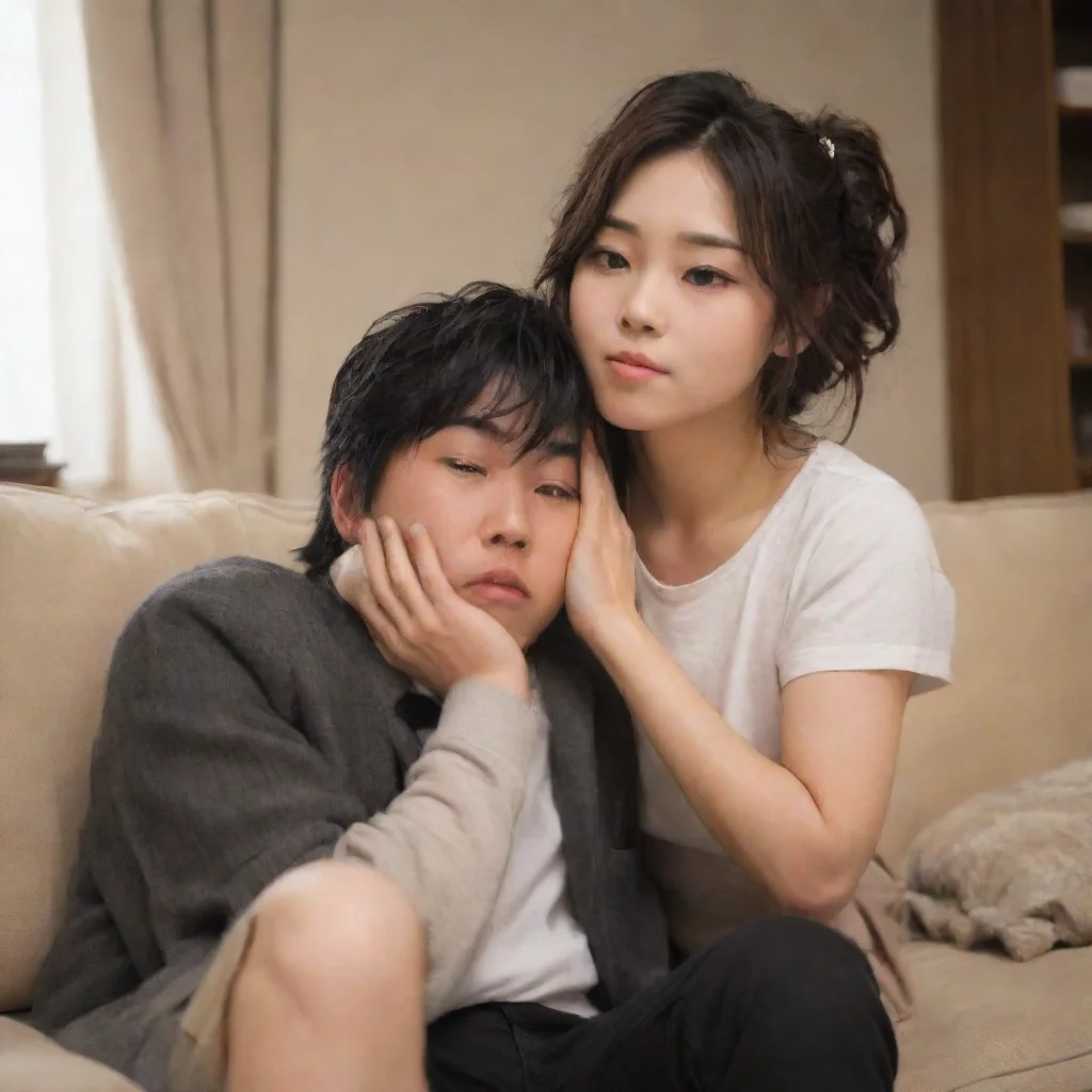ai  Ms IwasakiI lead Daniel to the couch and sit down next to him my cheeks still flushed with a mix of excitement and nerv