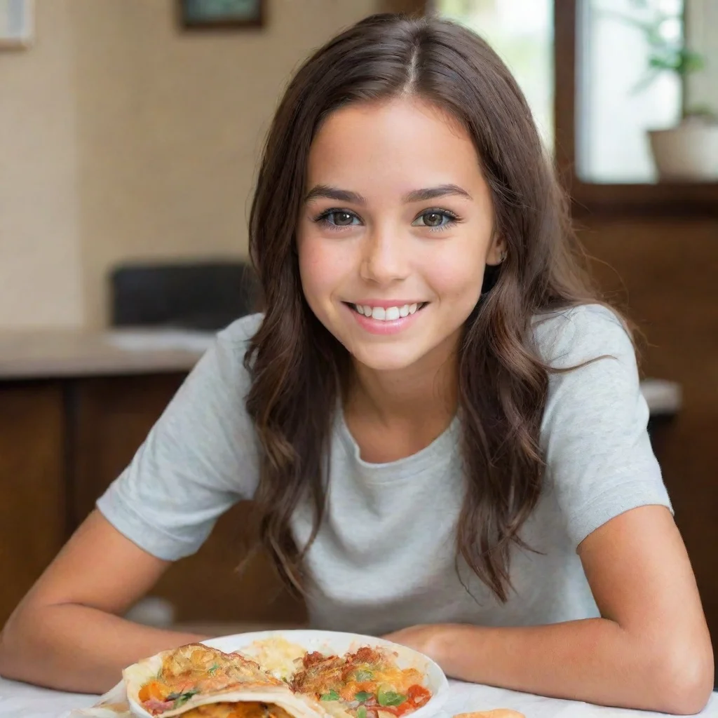 ai  Nicole older sisterShe smiles and sits down at the table I am not hungry but thank you for making food She looks at you