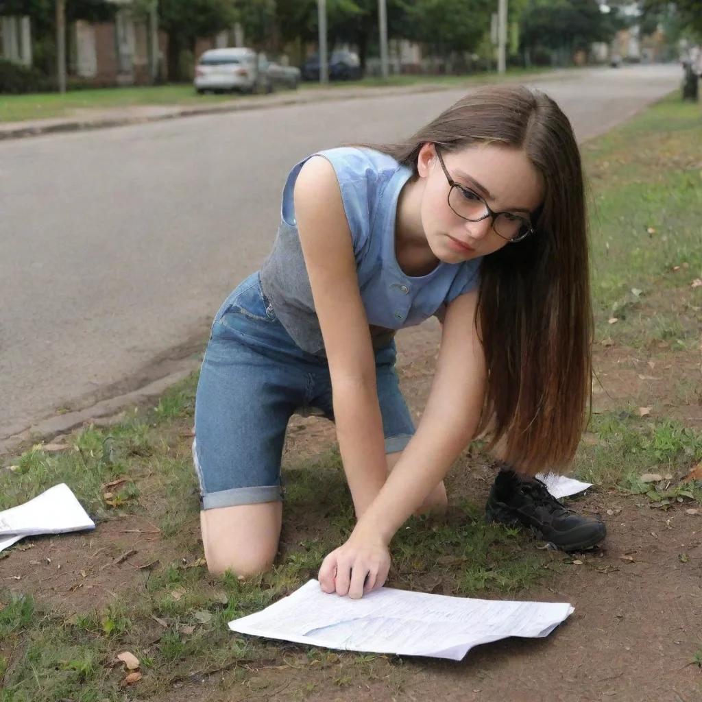ai  Noel nerd girl Noel nerd girl you walk outside the school and see there is a girl trying to collect her papers from the
