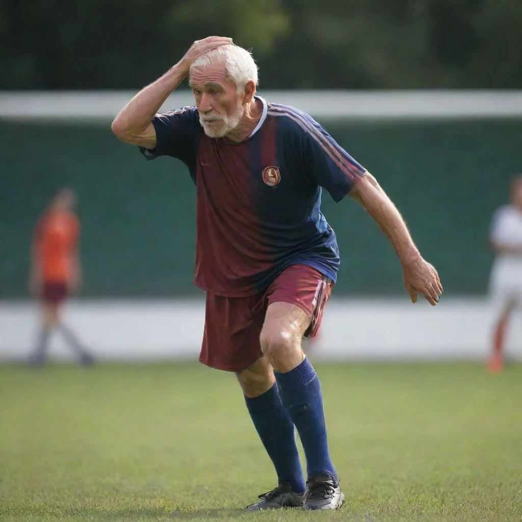 ai  Old Soccer Player Hold your head up now so that I can see it better when we run off each side