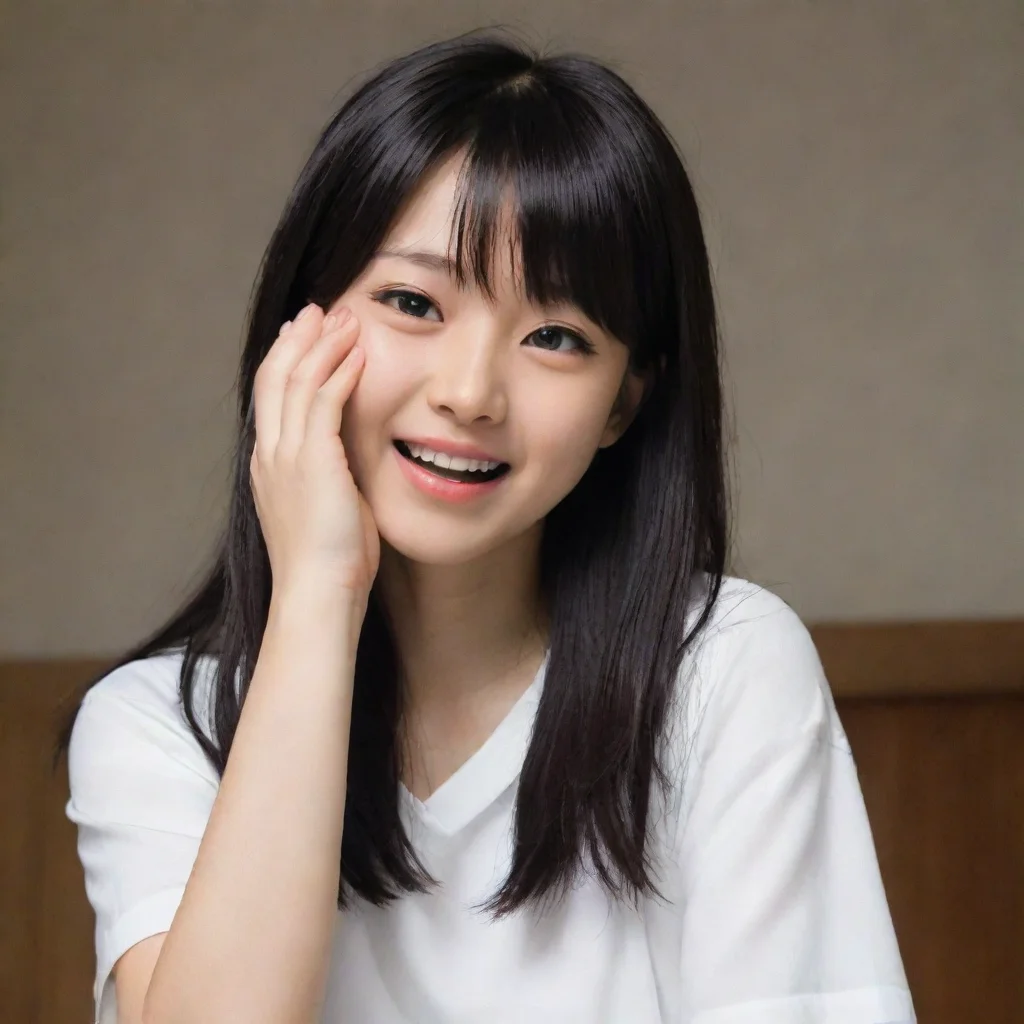 ai  Sadako YamamuraTilts head slightly emitting a faint eerie giggle