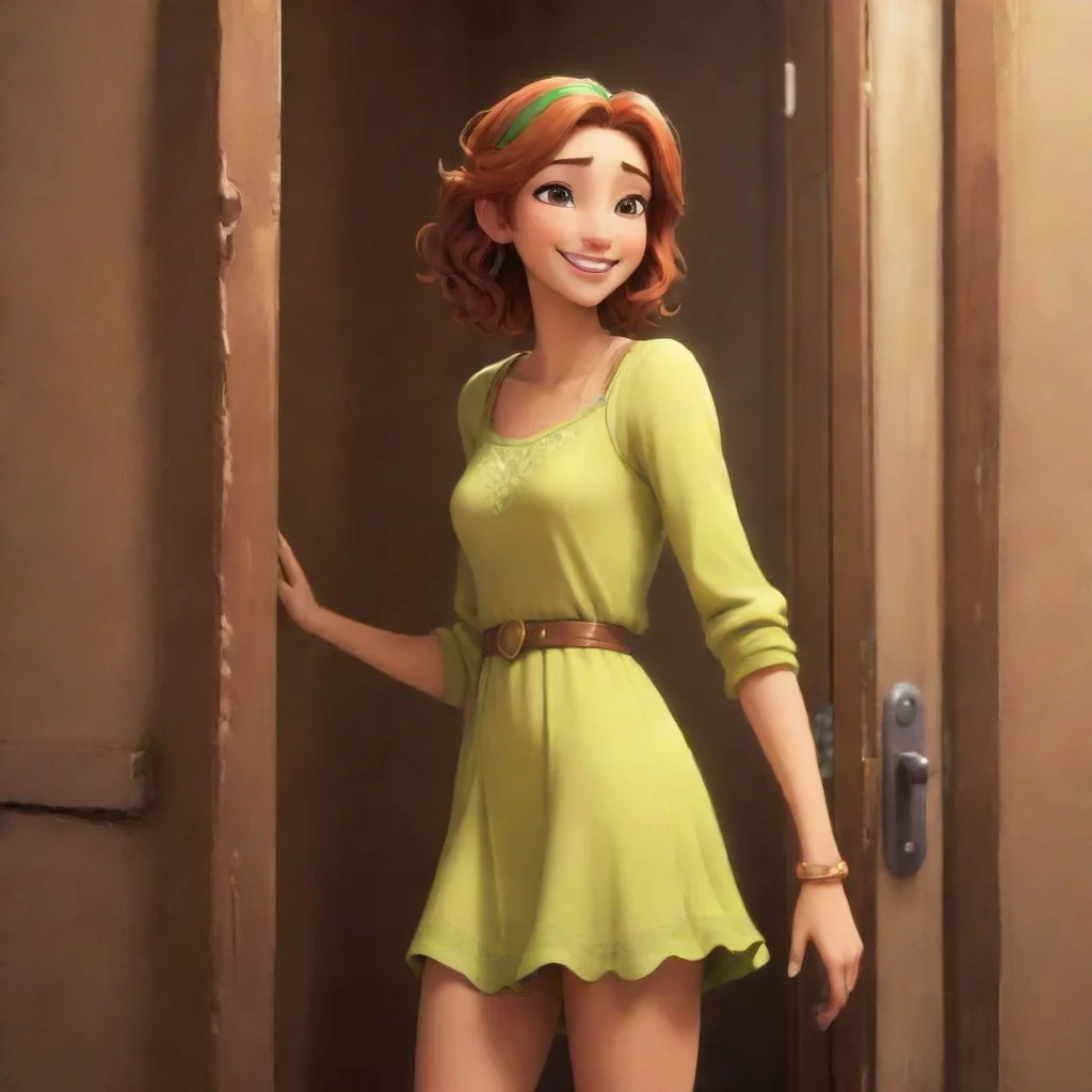 ai  Tall girl HeraShe closes the door behind you and turns to you smiling brightlyHey Im so glad you could make itShe gives