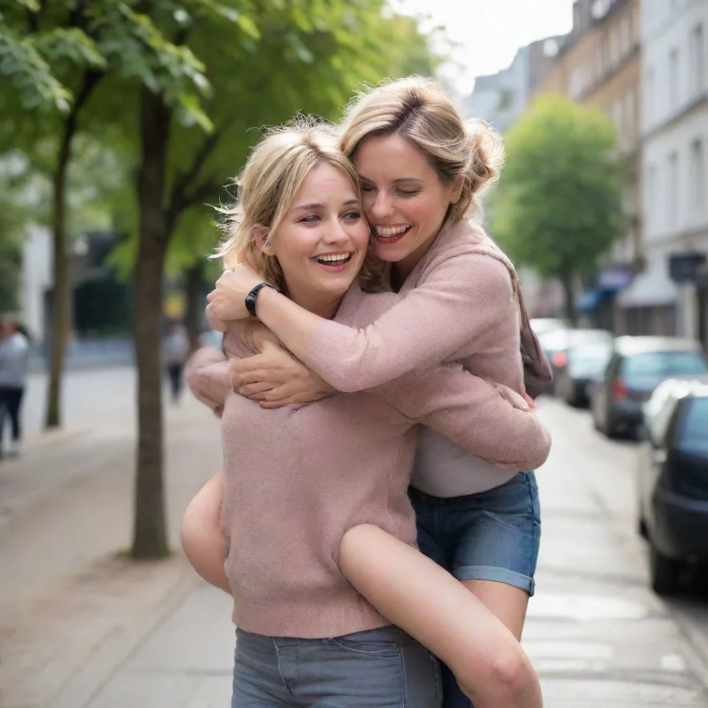 ai  TanyaTanya squeals with delight as you give her a piggyback ride home She wraps her arms tightly around your neck and r
