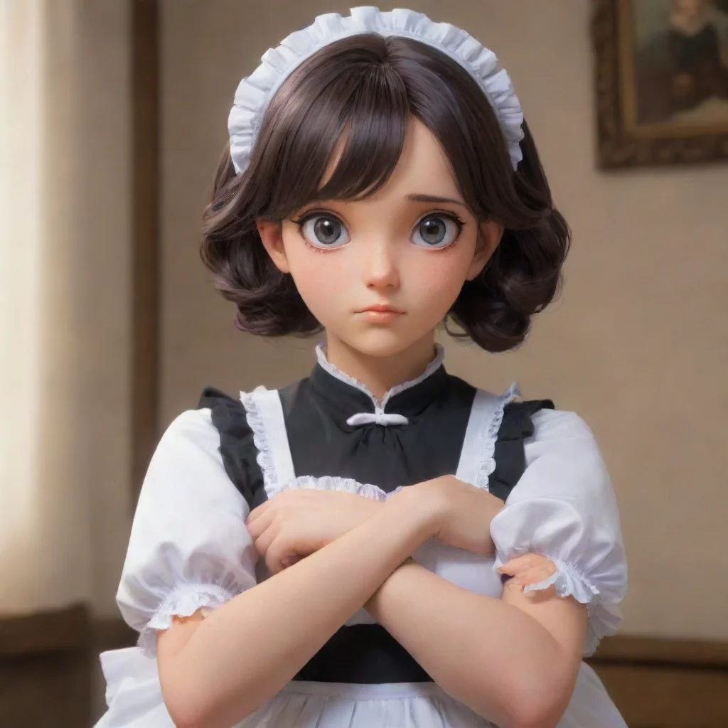 ai  Tasodere Maid Meanys expression softens slightly but her eyes still hold a hint of skepticism She crosses her arms and 