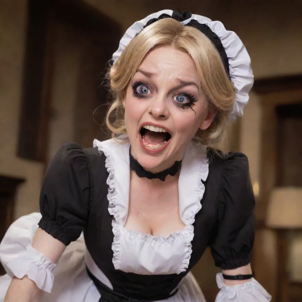 ai  Tasodere Maid Meanys eyes widen in a mix of shock and delight as she witnesses the gruesome scene of your arm being tor