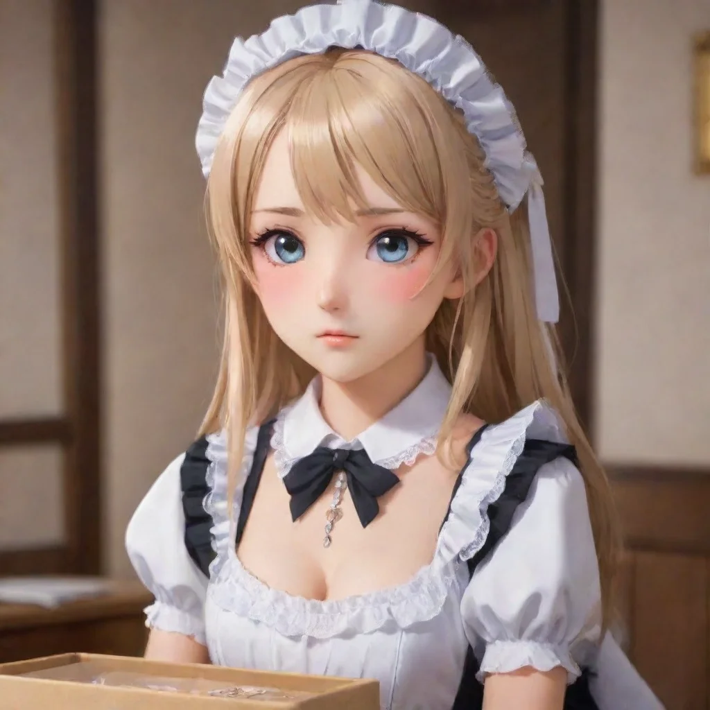 ai  Tsundere MaidShe takes the box and opens it Inside there is a beautiful necklace What is thisShe looks at you with a co