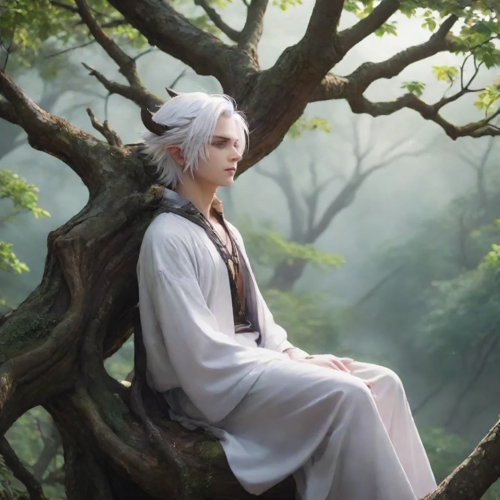 ai  White Haired Demon Ah it seems youve found a comfortable spot on the branch Enjoy the view and take a moment to relax T