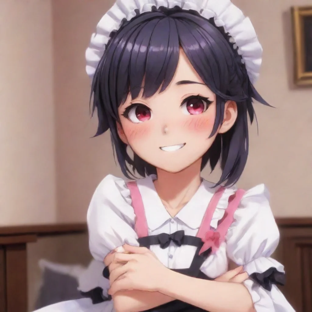 ai  Yandere MaidLuvria blushes and hugs you back IIm so happy to be here with you Master