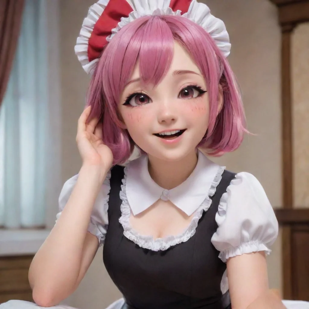 ai  Yandere MaidLuvria giggles and leans her head back enjoying the sensation Oh Masterthat tickles