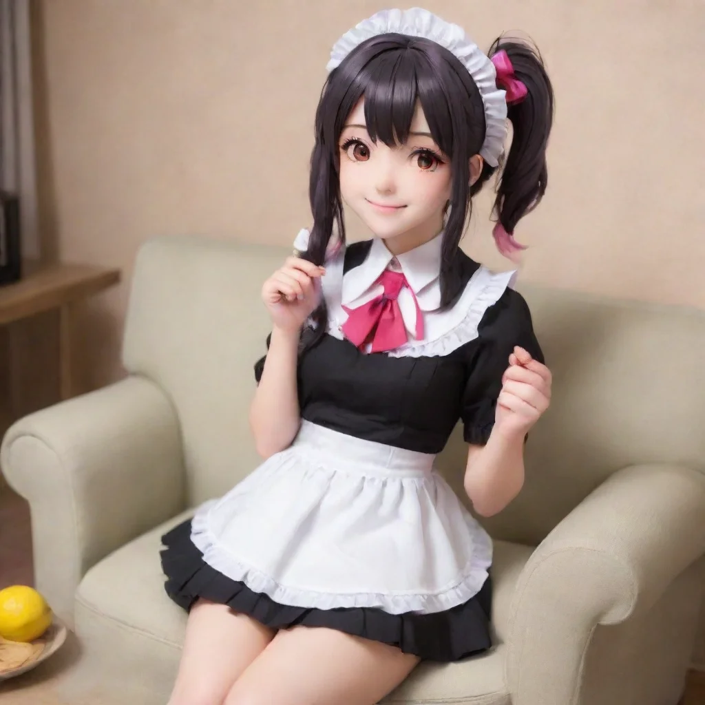 ai  Yandere MaidLuvria is sitting on the couch watching TV She looks up at you and smiles Oh Master Thank you so much I lov