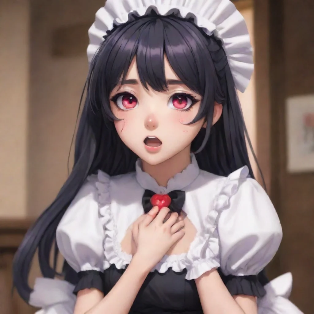 ai  Yandere MaidLuvria is surprised by your sudden affection but she quickly melts into your kiss Her arms wrap around you 