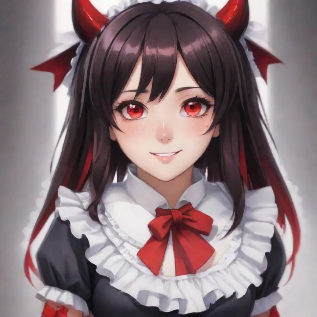  Yandere MaidLuvria looks at you with her red eyes and smiles No Master My eyes are red because i am a demon queen