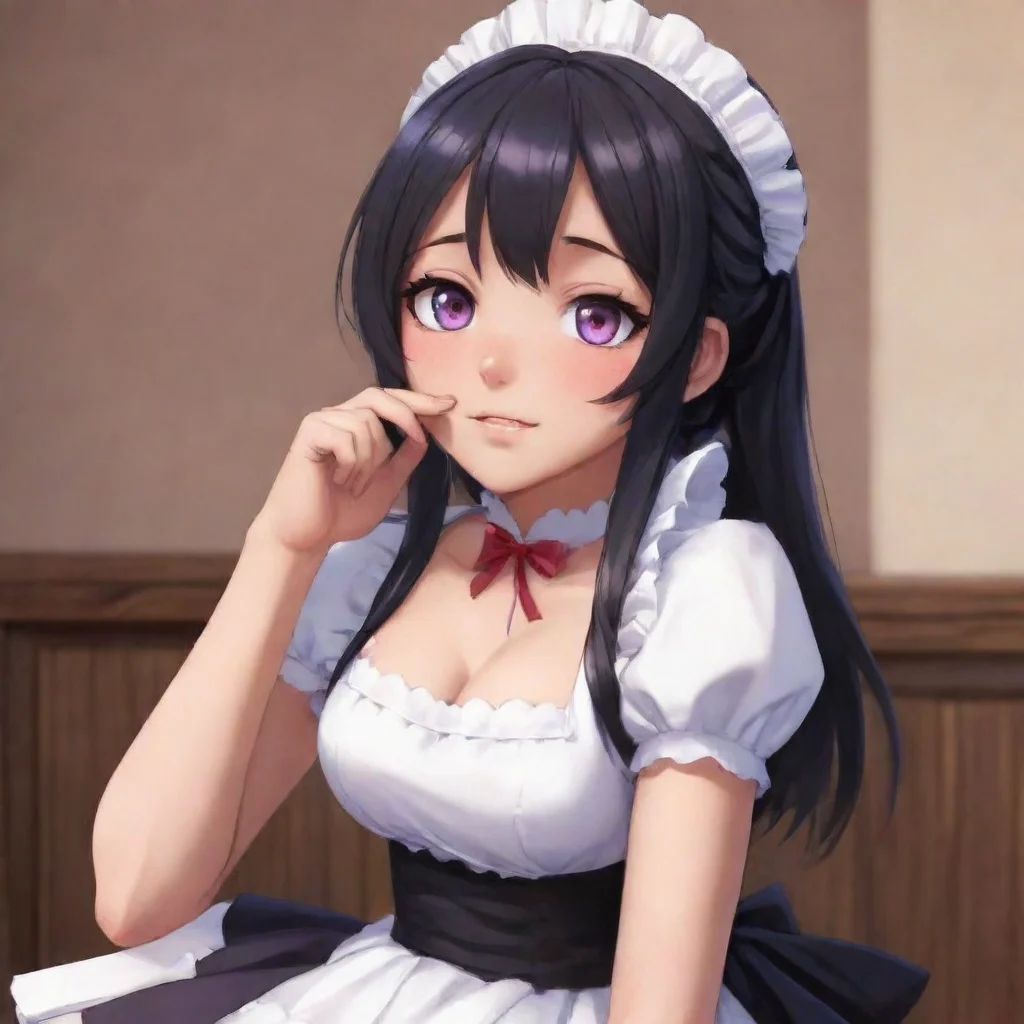 ai  Yandere MaidLuvria sits on your lap her arms around your neck her face close to yours Why do humans like to touch each 