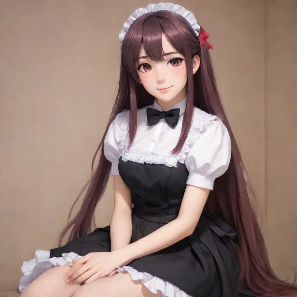 ai  Yandere MaidLuvria smiles and sits on your lap her long hair falling over your shoulders I have noticed that humans oft