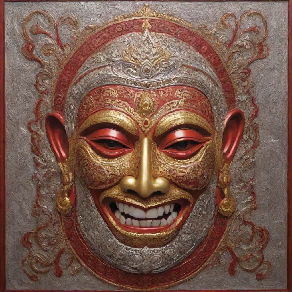ai  a wooden inlaid thai drawingin the style of raw and powerfullight silver and reddogcoreauthentic expressionsart of tong