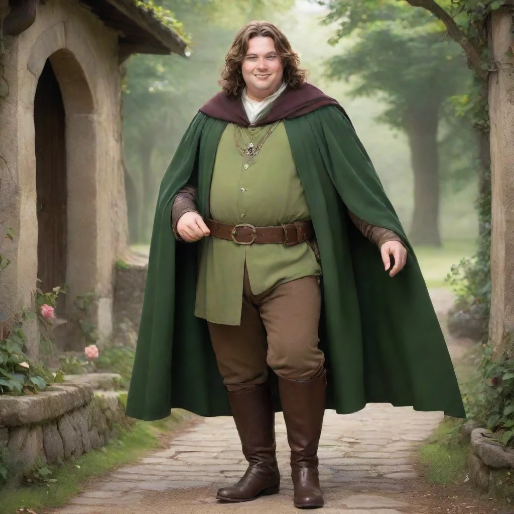 ai  he is slightly overweight but still handsomewith wavy brown hairrosy cheeks and a bright smilehe has on a green tunicbr