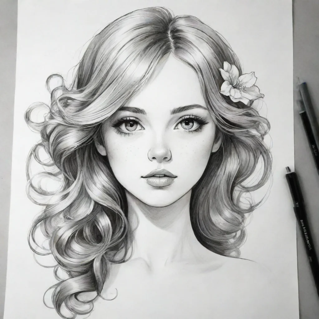 ai  line art feminine