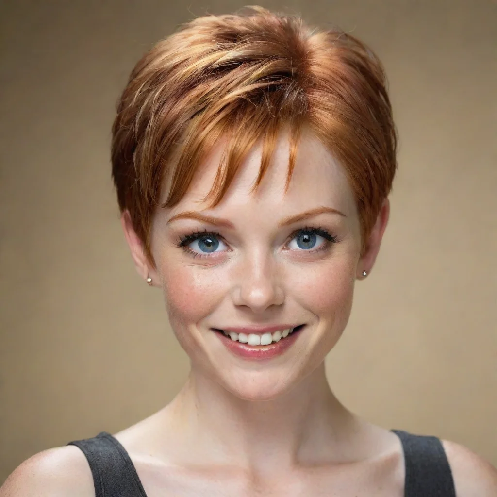 ai  masterpiece best qualityexpressive begging eyesperfect facewith a toothless smirking smileshe has a medium length pixie