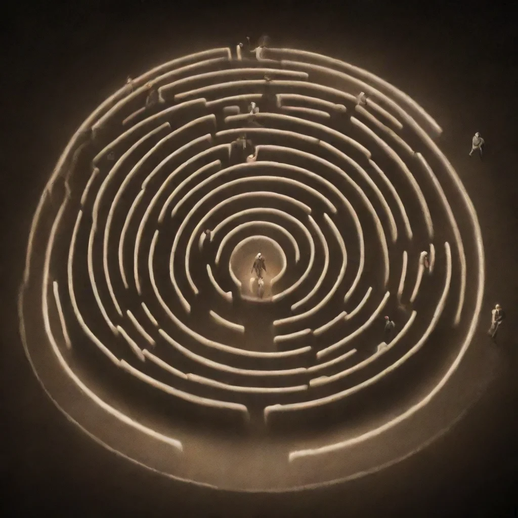  maze with men in front of footspets with light guiding him