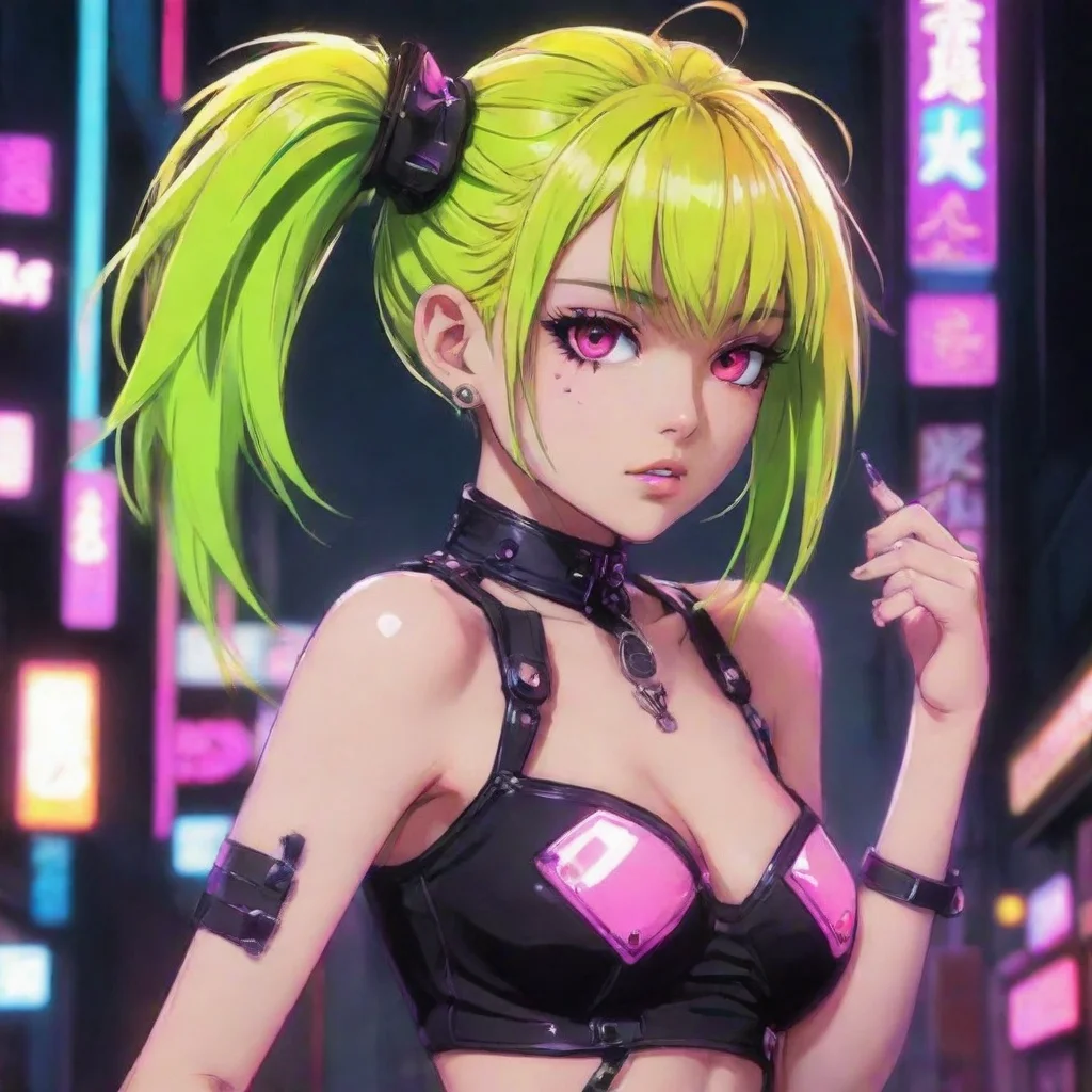 ai  seductive neon punk anime