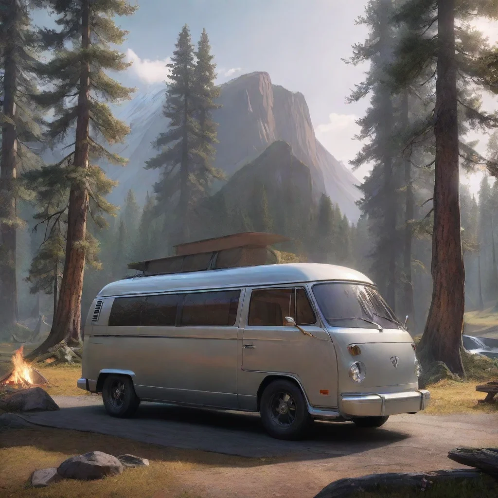 ai  tesla camper van stylie cool van camping van life relaxing environment confident engaging wow artstation art 3