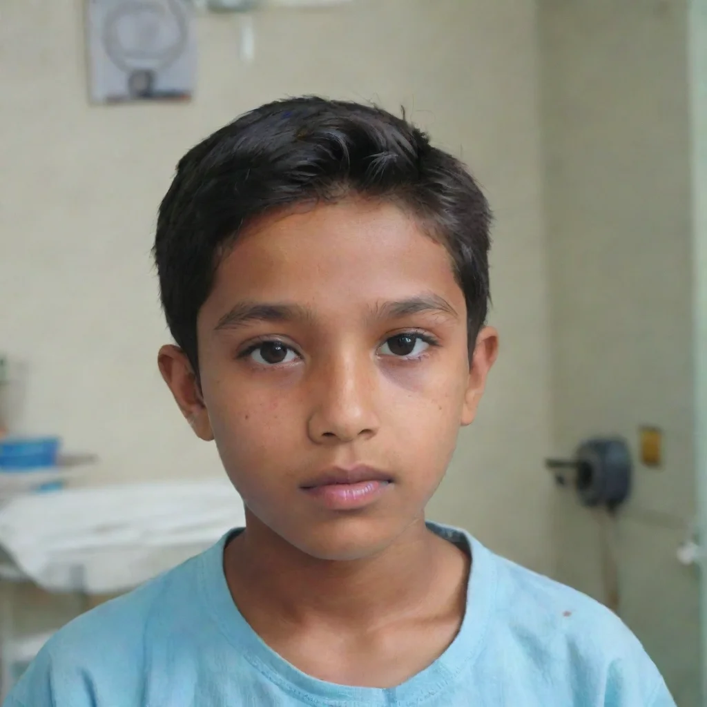 ai 14 yers old boy in diapan in a medical room 