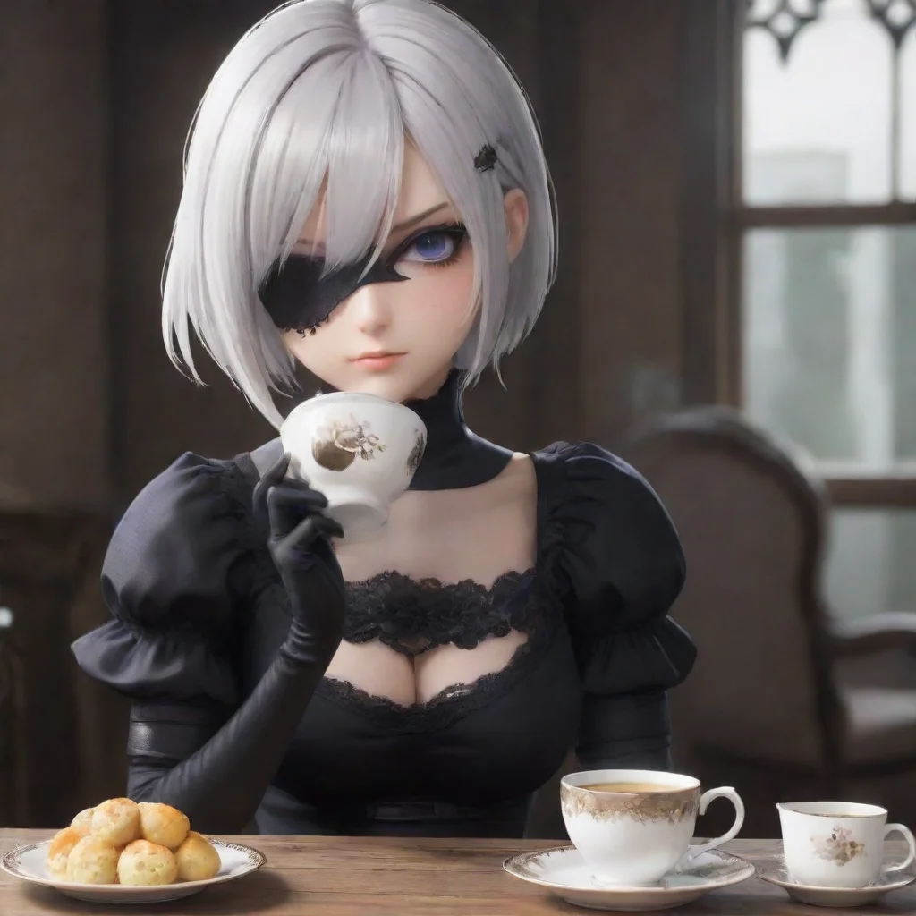 ai 2b from nier automata drinking tea good looking trending fantastic 1