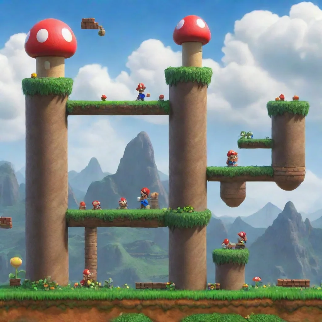 ai 2d platform game level designnew super mario bros4k quality masterpiece confident engaging wow artstation art 3 wide