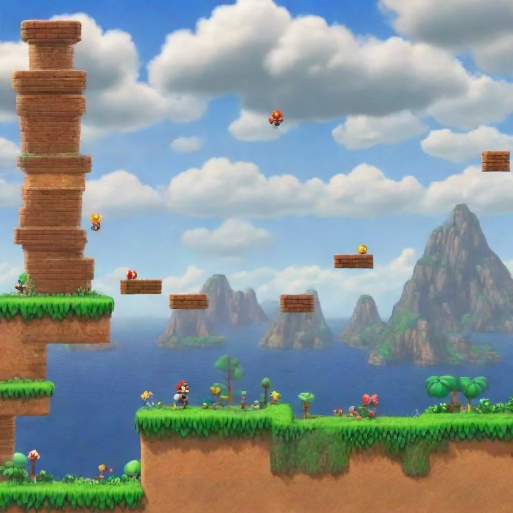 ai 2d platform game level designnew super mario bros4k quality masterpiece good looking trending fantastic 1 wide