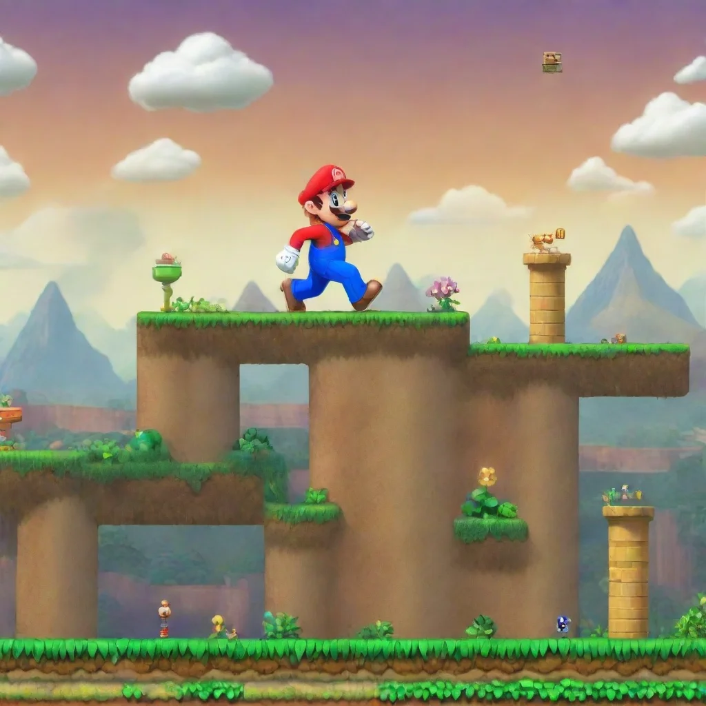 ai 2d platform game level designnew super mario bros4k quality masterpiece wide