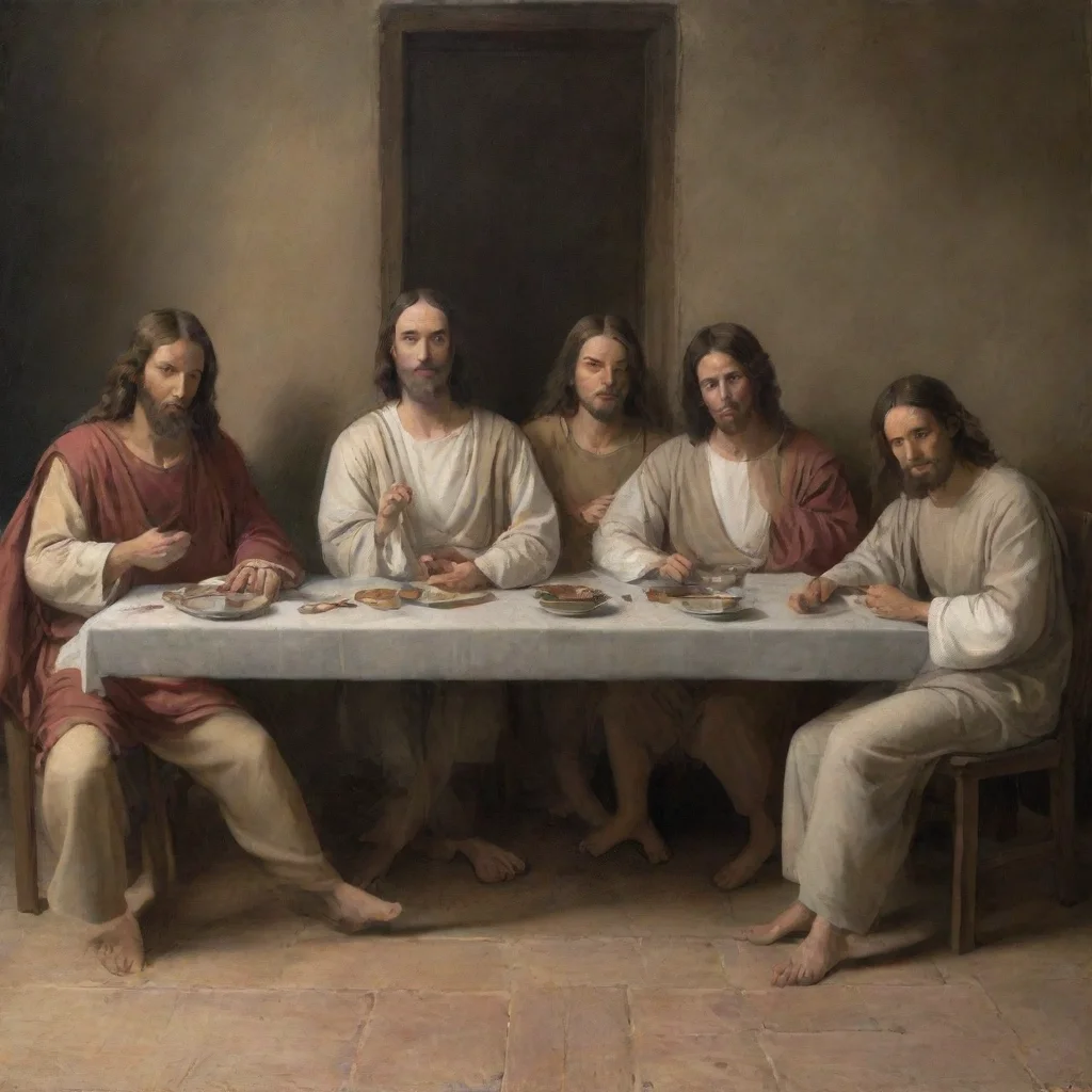 ai 4 friends sitting like the last supper