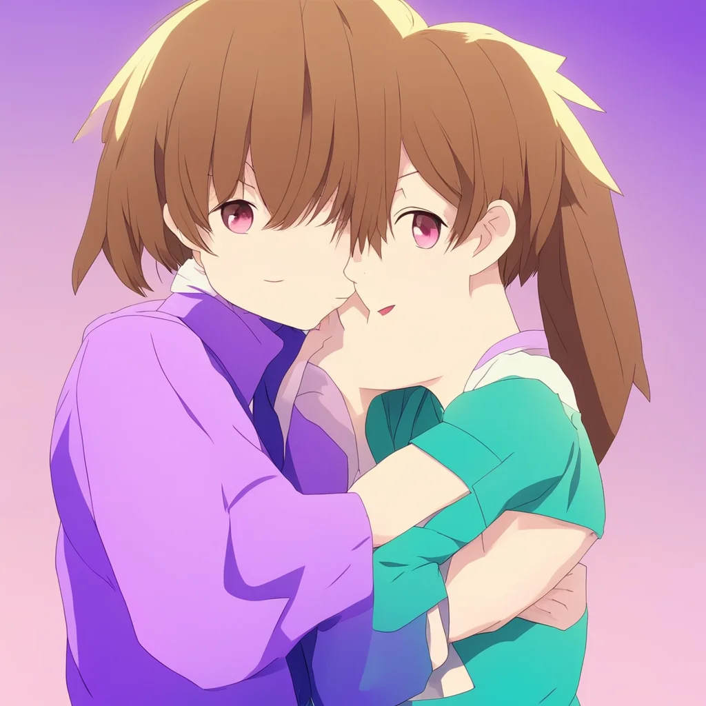 Anime Girlfriend hugs you back and kisses you I love you so much