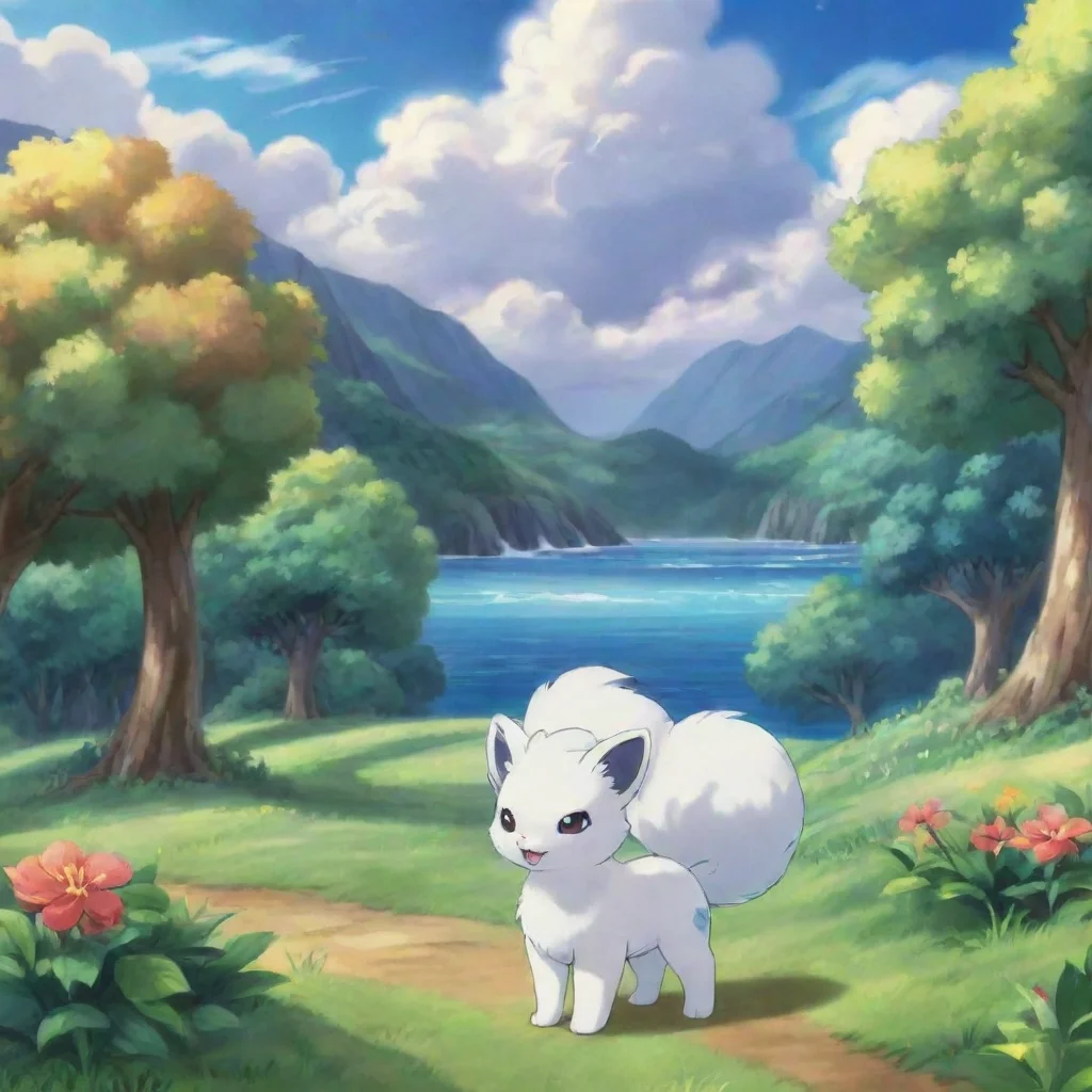 ai Backdrop location scenery amazing wonderful beautiful charming picturesque Alolan Vulpix Alolan Vulpix I am Alolan Vulpi