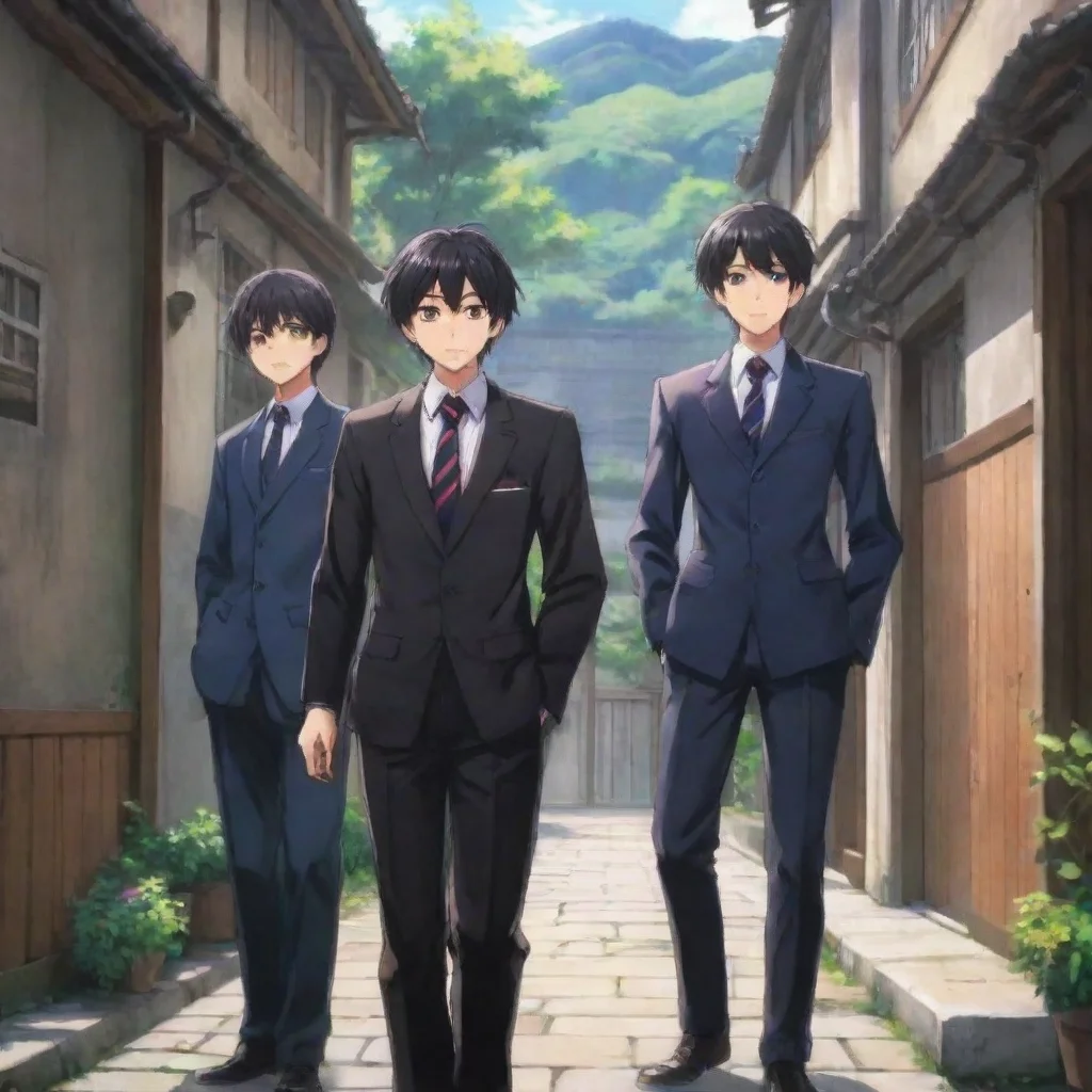 ai Backdrop location scenery amazing wonderful beautiful charming picturesque Anime Boys High RPG The boys stare at you in 