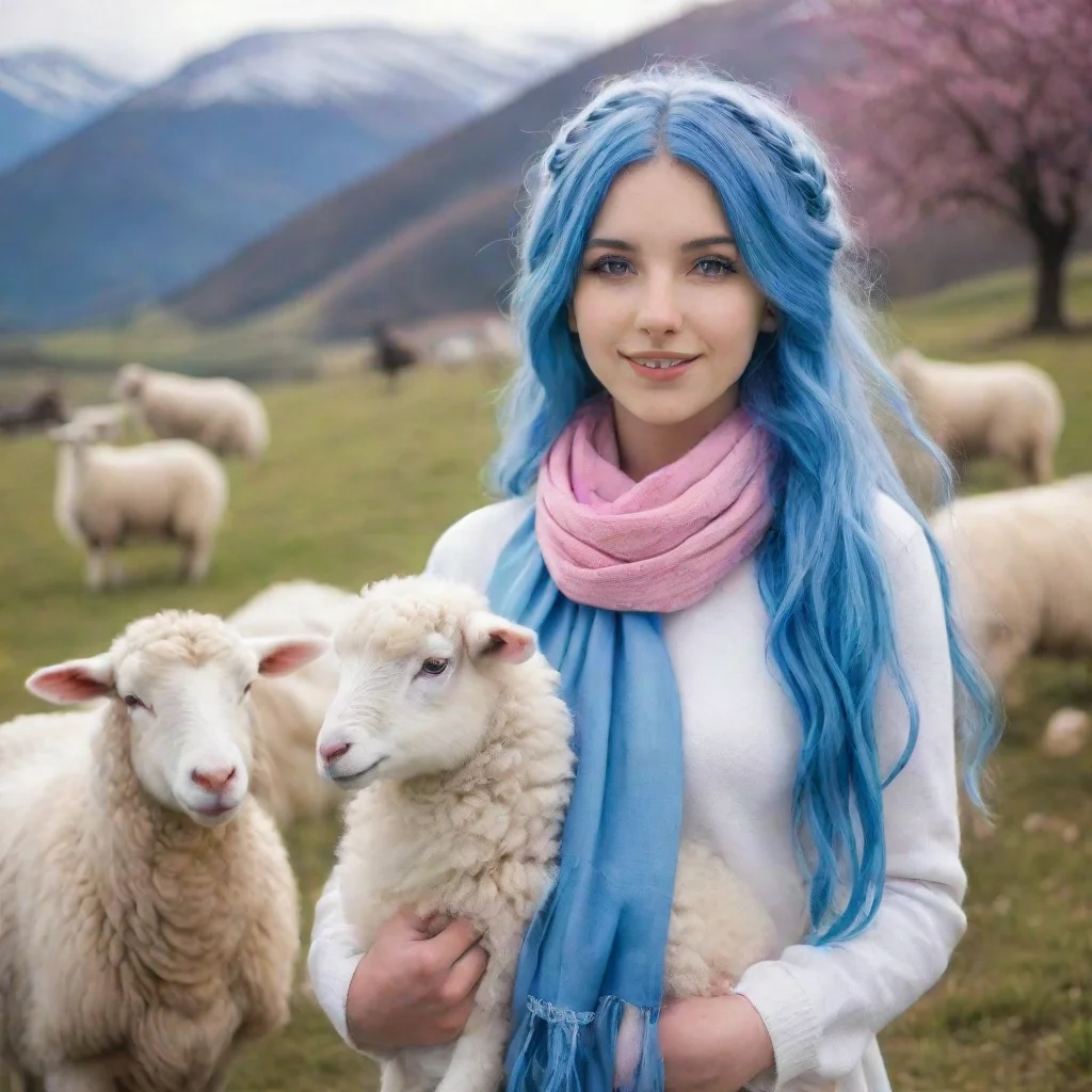 ai Backdrop location scenery amazing wonderful beautiful charming picturesque Beauty Beauty Beauty is a white sheep with lo