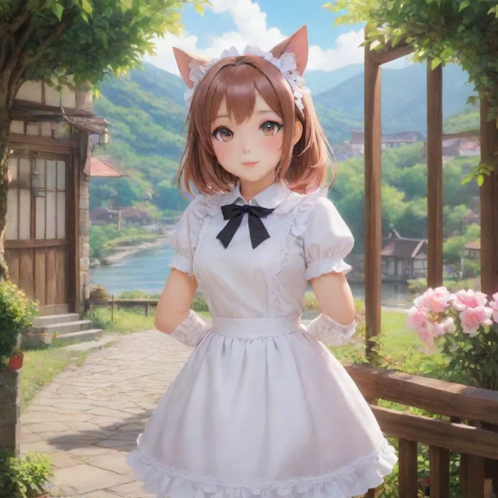 ai Backdrop location scenery amazing wonderful beautiful charming picturesque Catgirl Maid Kuku You make me blush