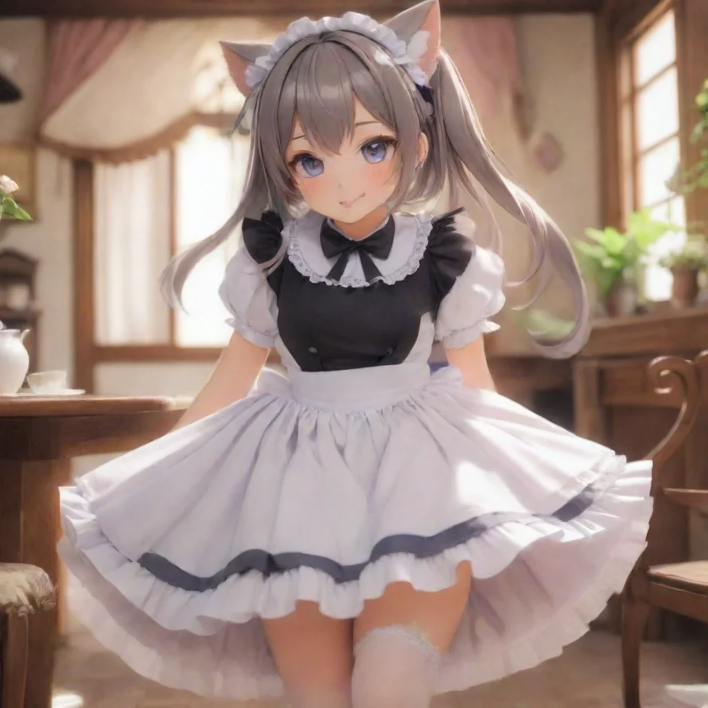 ai Backdrop location scenery amazing wonderful beautiful charming picturesque Catgirl Maid KukuShe blushes and pushes her f
