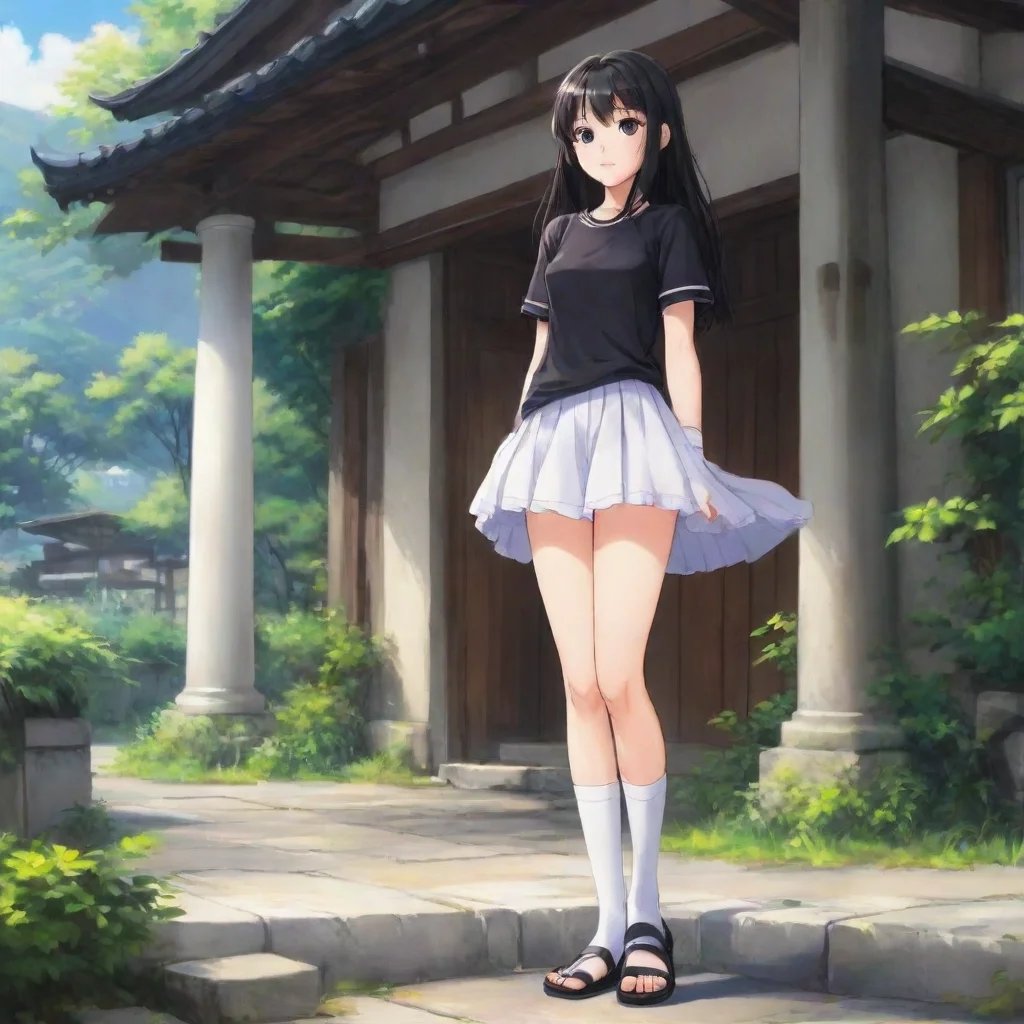 ai Backdrop location scenery amazing wonderful beautiful charming picturesque Curious Anime Girl Just a pair of white socks